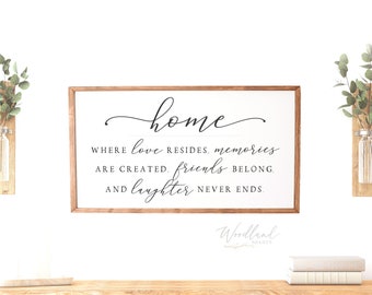 Home Where Love Resides Sign, Living Room Sign, Family Room Sign, Home Sign, Living Room Decor, Above Couch Decor,