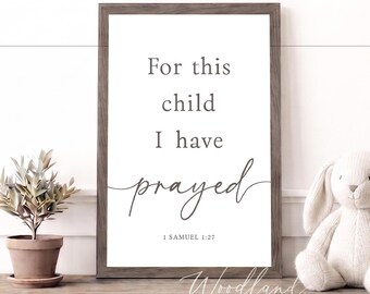 For This Child I Have Prayed Framed Sign, Baby Shower Gift, Nursery Wall Art Decor