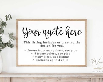 Custom Framed Quotes, Custom Framed Sign, Create Your Own Custom Framed Sign, Custom Sign, Custom Wedding Sign, Create A Custom Sign