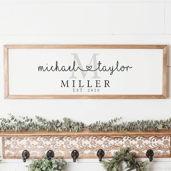 Personalized Last Name Monogram Sign | Modern Farmhouse Wedding Established Date Gift | Personalized Bridal Shower Gift