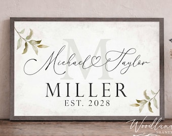Personalized Sign, Monogram Sign, Wedding Gift, Mother's Day Gift, Custom Wedding Gift, Personalized Wedding Gift, Names Established Sign