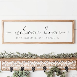 Welcome Home GPS Coordinates Sign, Welcome Home Coordinates Sign, Housewarming Gift, Entryway Decor