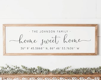 Realtor Gift | Personalized Home Sweet Home GPS Coordinates Sign | Family Last Name Housewarming Gift Sign