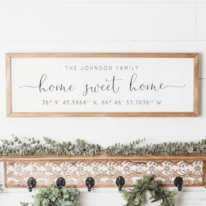 Personalized Home Sweet Home GPS Coordinates Sign, Family Last Name Housewarming Gift Sign, New Home Gift, New Home Sign, Home Sweet Home