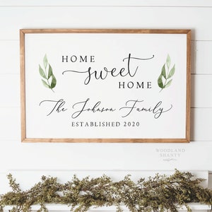 Home Sweet Home Sign, Last Name Sign, Housewarming Gift, New Homeowner Gift,  Farmhouse Wall Decor, Real Estate Closing Gift for Buyers
