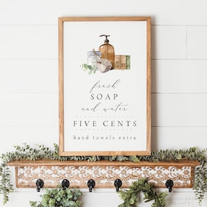 Fresh Soap and Water Sign | Farmhouse Bathroom Decor | Bathroom Decor