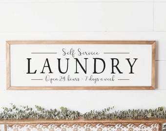 Self Service Laundry Sign | Farmhouse Laundry Sign | Laundry Room Sign