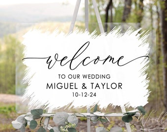 Welcome Wedding Sign, Personalized Welcome to our Wedding Sign, Brushed Acrylic Wedding Sign, Wedding Decor, Modern Wedding Welcome Sign