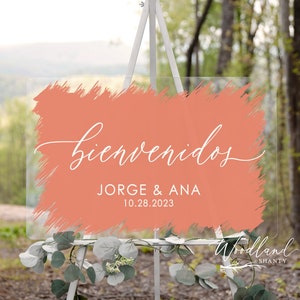 Bienvenidos Welcome Sign, Acrylic Spanish Wedding Welcome Sign, Bienvenidos, Personalized