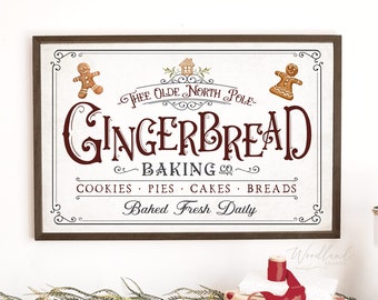 Gingerbread Baking Company Sign, Gingerbread Bakery Sign, North Pole Bakery, Christmas Kitchen Decor, Christmas Sign, Farmhouse Christmas