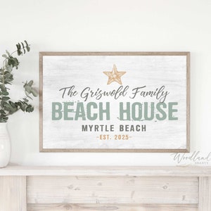 Beach House Signs, Custom Beach House Sign, Personalized Beach House Sign, Beach House Decor, Ocean Wall Art, Beach House Gift, Starfish
