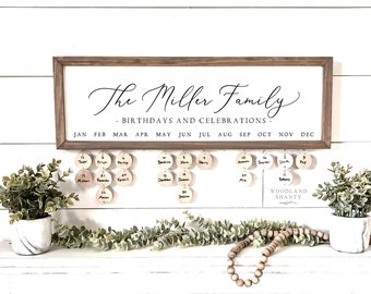Personalized Family Name Birthday Board, Family Birthdays and Celebrations Board Sign | Custom Birthday Board Calendar Sign