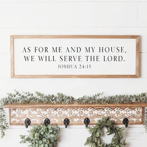 As For Me and My House We Will Serve The Lord Sign Religious Rustic Farmhouse Sign As For me and my House Framed Sign Joshua 24 15 image 1