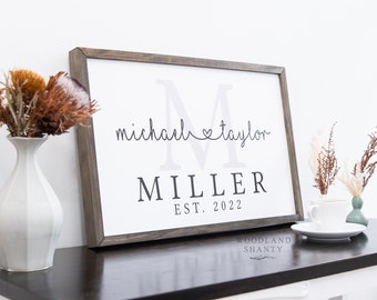Personalized Sign, Monogram Sign, Wedding Gift, Mother's Day Gift, Custom Wedding Gift, Personalized Wedding Gift, Names Established Sign