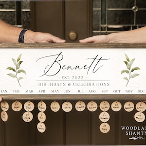 Personalized Family Birthday Calendar,  Mother&#39;s Day Gift, Family Birthday Board, Perpetual calendar, Personalized Gift, Wedding Gift Idea