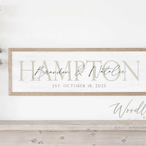 Personalized Last Name Sign with Names and Established Date, Wedding Gift, Wedding Prop Sign, Personalized Wedding Gift, Bridal Shower Gift