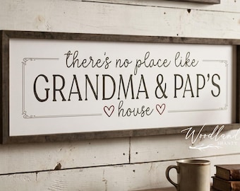 Personalized There's No Place Like Grandma & Grandpa's House Framed Sign, Custom sign for Grandma, Grandpa, Pap, Nana, Mimi