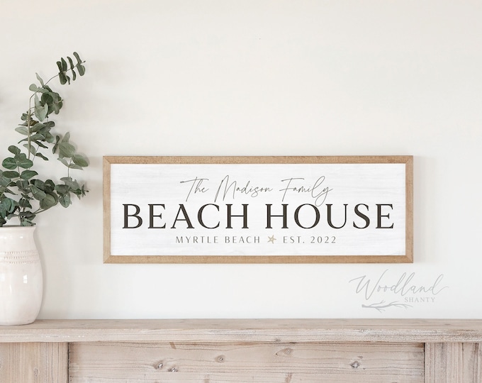 Beach House Sign, Personalized Beach House Sign with Location and Established Year, Beach House Decor, Beach House Art, Custom Beach Sign