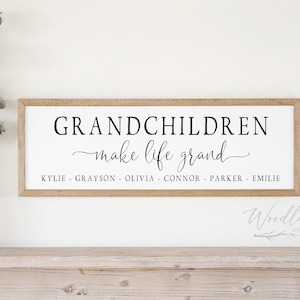 Grandparents Gift, Mother&#39;s Day Gift, Grandchildren Make Life Grand, Personalized Grandkids Names Sign