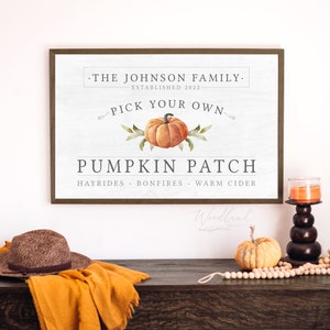 Personalized Pick Your Own Pumpkin Patch Sign, Personalized Fall Sign, Fall Decor, Modern Farmhouse Fall Decor, Fairytale Pumpkin Wall Art