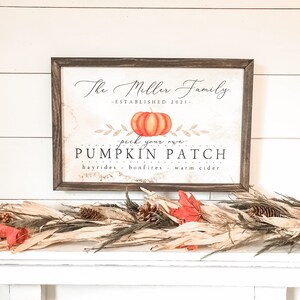 Pumpkin Patch Sign Personalized Fall Family Farm Pumpkin Sign image 2