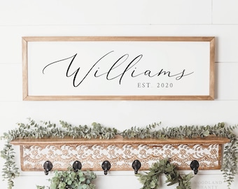 Personalized Last Name Sign | Modern Farmhouse Wedding Date Gift | Family Name Sign