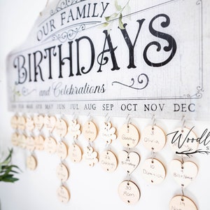 Perpetual Family Birthday Calendar Sign, Days to Remember Sign, Grandma Gift, Gift for Mom, Mother&#39;s Day Gift, French Contemporary Wall Art