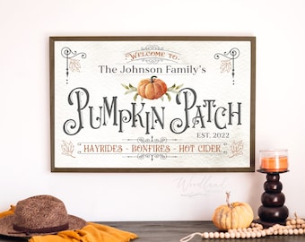 Personalized Pumpkin Patch Sign, Personalized Fall Sign, Fall Decor, Modern Farmhouse Fall Decor, Fairytale Pumpkin Wall Art, Fall Wall Art