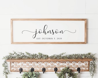 Personalized Last Name Sign | Modern Farmhouse Wedding Date Gift | Family Name Sign