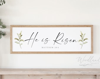 He is Risen Sign, He is Risen Wall Art, He is not Here for He is Risen, Matthew 28:6