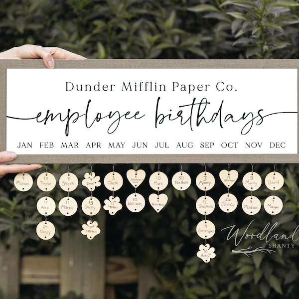 Custom Employee Birthday Calendar, Workplace Sign Decor, Gift for Boss, Breakroom Decor, Employee Birthdays Tracker, Staff Birthday Calendar