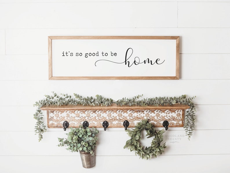 Its so good to be home sign It's so good to be home farmhouse style framed Sign Lets stay Home Entryway sign Living Room Sign image 1