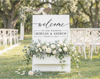 Personalized Wedding Flower Box Sign, Unique Custom Wedding Welcome Ceremony Sign,