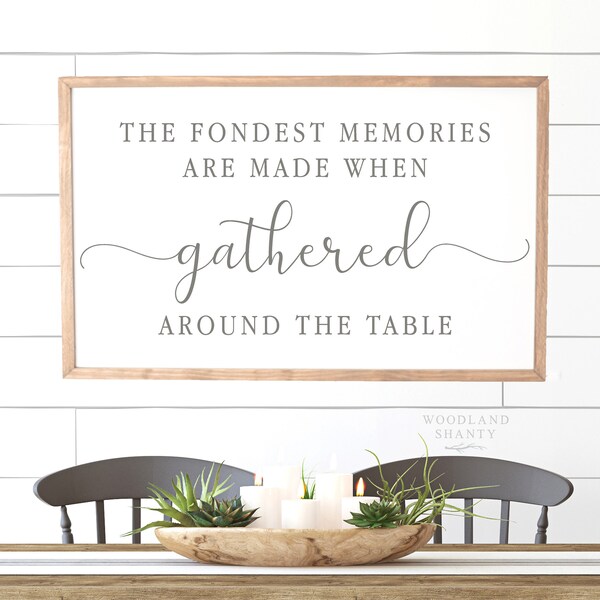 Targa In Legno Rustico TimberPrintz - The Fondest Memories Are Made Gathered At The Table, 15x45 Cm