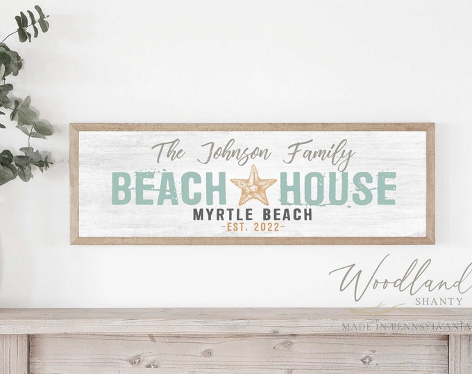 Personalized Beach House Sign, Custom Beach House Sign, Beach House Signs, Beach House Decor, Ocean Wall Art, Beach House Gift, Starfish