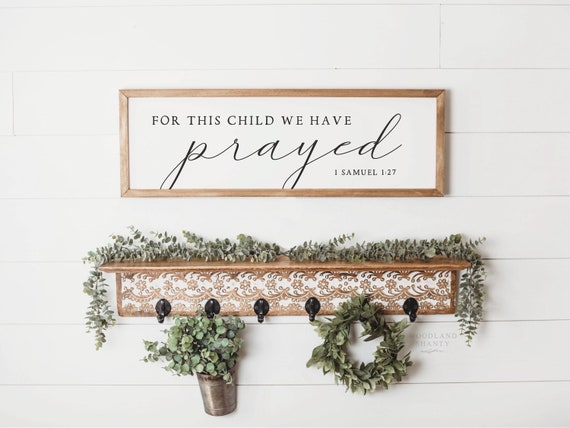 For This Child We Have Prayed Sign Baby Shower Gift 