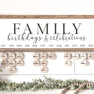 Family Birthday Board, Family Birthdays and Celebrations Board Sign, Birthday Board, Family Birthday Calendar Sign, Family Sign, Perpetual