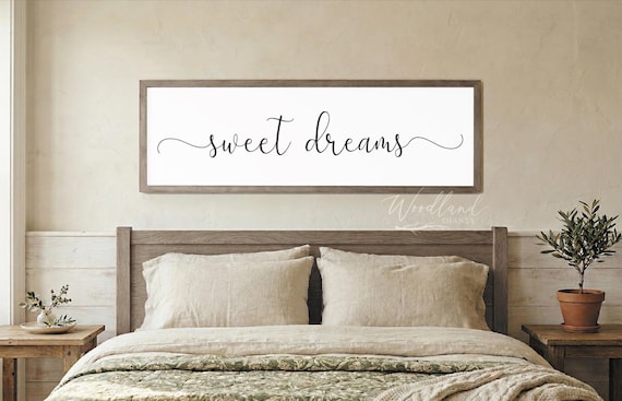 Sweet Dreams Sign, Framed Picture Above Bed Decor