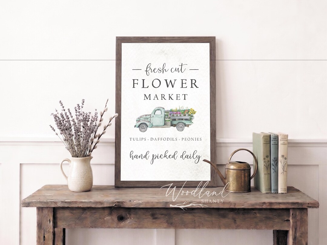Fresh Cut Flower Market Spring Framed Sign, Spring Decor, Farmhouse ...