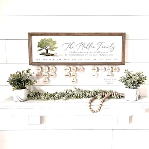 Personalized Family Tree Gift,  Family Birthday Board Calendar Sign | Custom Family Tree Celebrations Sign | Family Birthday Calendar