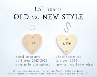 Birthday Calendar Heart Tags, 1.5" Heart Shaped Tags, Additional Birthday Calendar Heart Tags with Hooks