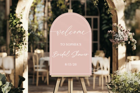 Personalized Arch Welcome to Bridal Shower Sign on Acrylic, Modern Minimalist Rustic Classic Custom Bridal Shower Decor