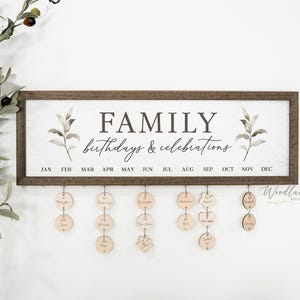 Perpetual Birthday Calendar, Family Birthday Board , Family Birthdays and Celebrations Board Sign, Birthday Board, Family Calendar Sign Gift