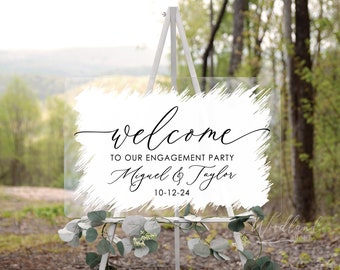 Welcome to our Engagement Party Sign, Personalized Welcome Sign, Brushed Acrylic Party Sign, Wedding Decor, Modern Wedding Welcome Sign