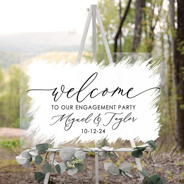 Welcome to our Engagement Party Sign, Personalized Welcome Sign, Brushed Acrylic Party Sign, Wedding Decor, Modern Wedding Welcome Sign