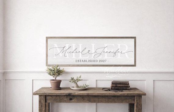 Personalized Couple Name Sign, Last Name Established Sign, Custom Wedding Gift, Bridal Shower Gift
