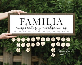 Familia Spanish Perpetual Birthday Calendar, Familia Cumpleanos y Celebraciones, Spanish Gift, Spanish Christmas Gift