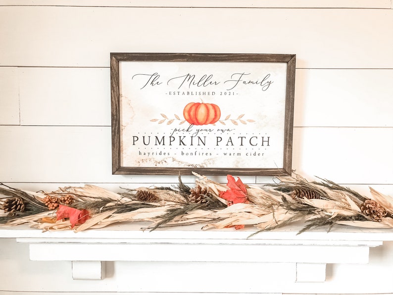 Pumpkin Patch Sign Personalized Fall Family Farm Pumpkin Sign image 2