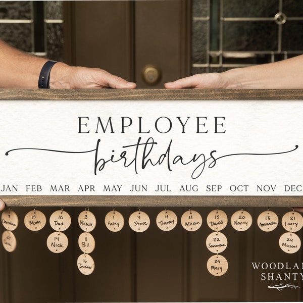 Employee Birthday Calendar, Workplace Decor, Workplace Sign, Boss Gift, Breakroom Decor, Employee Birthdays Tracker, Staff Birthday Calendar