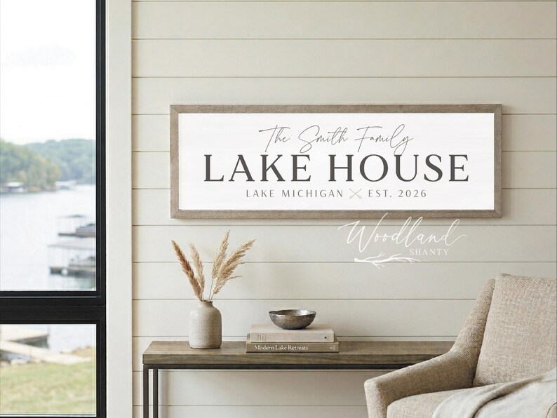 Personalized Lake House Sign, Custom Lake House Decor image 1